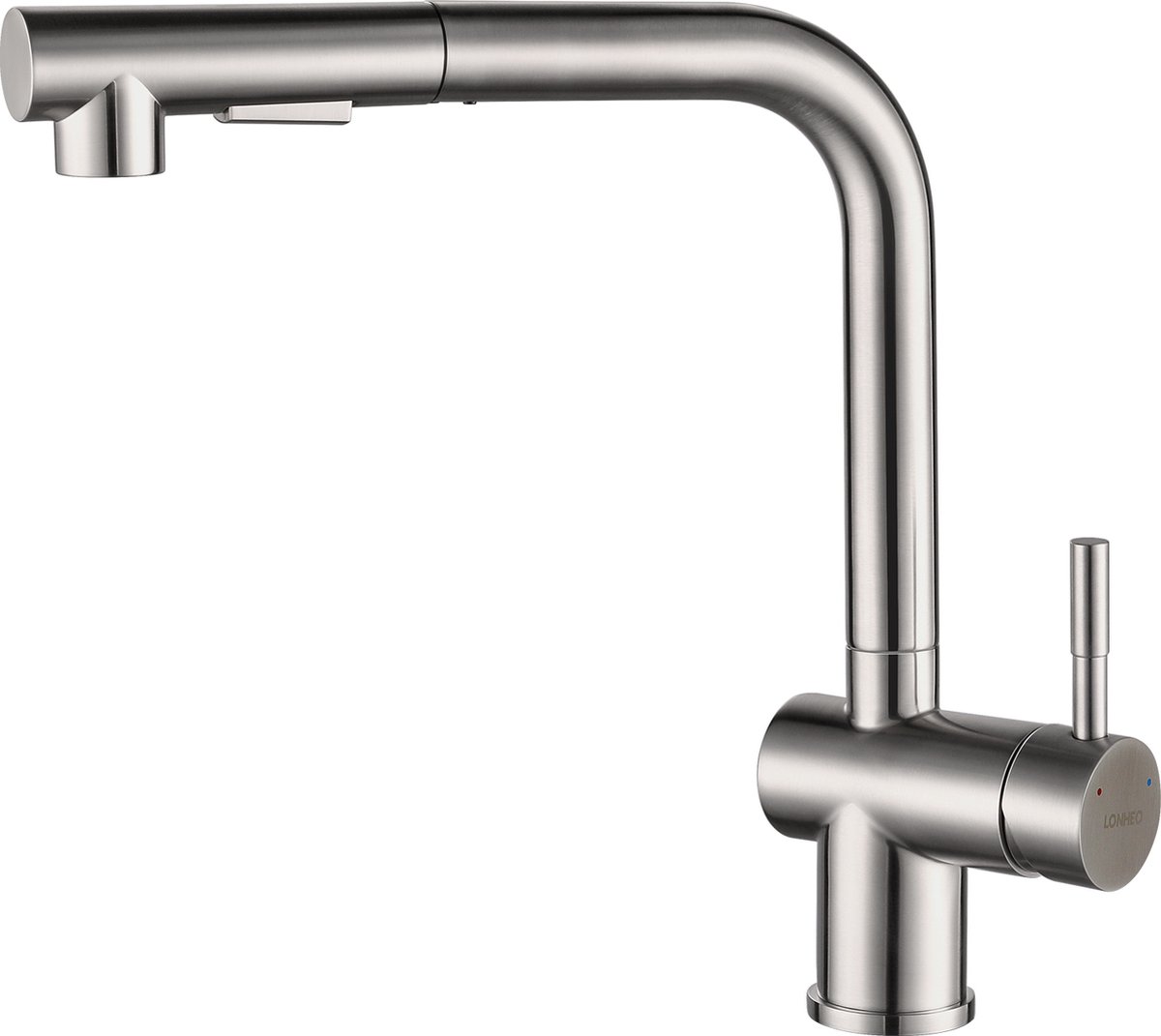 Auralum max Keuken Kraan Chroom - Keukenkraan met Uittrekbare Uitloop - Met uittrekbare handdouche - 2 straalsoorten - 360° Draaibaar - RVS