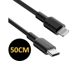 ThunderGold Oplader kabel 50 cm geschikt voor iPhone Extra Kort - Kabel geschikt voor lightning - USB C kabel - Lader kabel - Zwart
