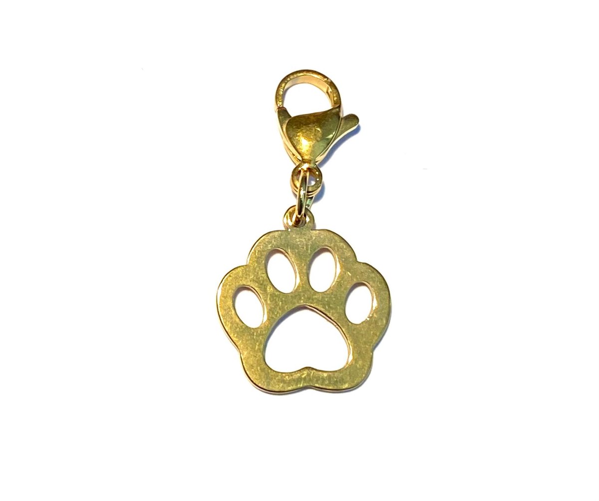 bedel poot afdruk hond of kat - charm - kleur goud - mooi cadeau - dier - pawn - handige sluiting