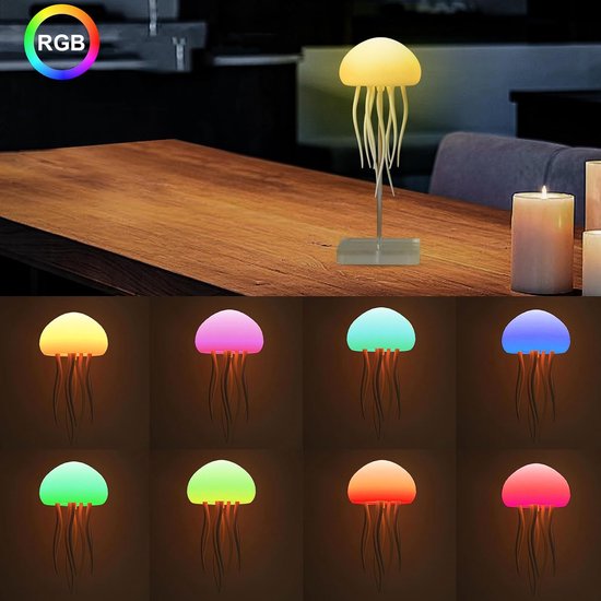 Jellyfish Lamp Inclusief Pop It Sleutelhanger - Lavalamp met Kwallen - Nachtlampje Kinderen en Volwassenen - Lava lamp - Multi- Color Lamp - Tafellamp - LED lamp - Nachtlamp - Kerst - Tiktok Made Me Buy This - Trendy Viral Lamp - Mood van Merkloos — afbeelding 3