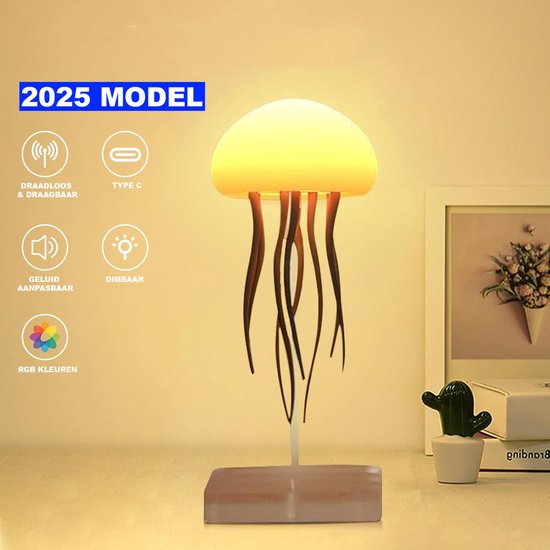 Jellyfish Lamp Inclusief Pop It Sleutelhanger - Lavalamp met Kwallen - Nachtlampje Kinderen en Volwassenen - Lava lamp - Multi- Color Lamp - Tafellamp - LED lamp - Nachtlamp - Kerst - Tiktok Made Me Buy This - Trendy Viral Lamp - Mood van Merkloos — afbeelding 5