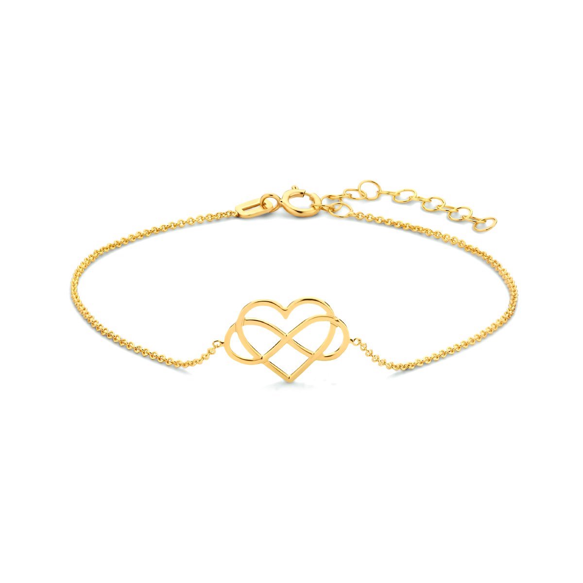 14K Geelgoud Armband Hart En Infinity 16 + 3 Cm 4024463