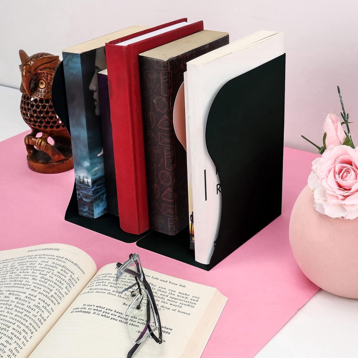 ASelected 4 Stuks Zware Metalen Boekensteun Twee Paar Zwarte L Vormige Boekensteunen Met Antislip Mat Boekenstopper Voor Thuiskantoor Bibliotheek En Boekenplank 3414818604