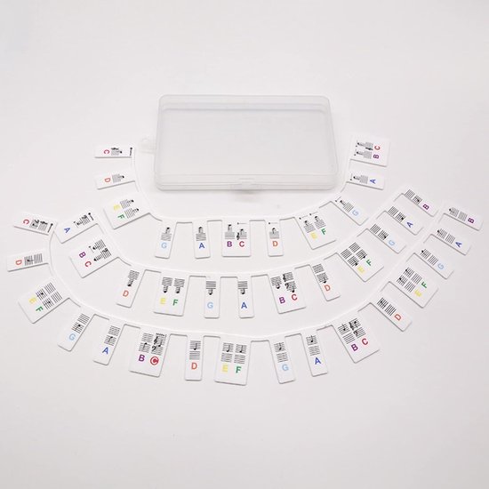 Foto: Piano keyboard stickers piano stickers piano noten stickers 88 toetsen kleur siliconen herbruikbaar afneembaar eenvoudig muzieknoten leren met transparant koffer