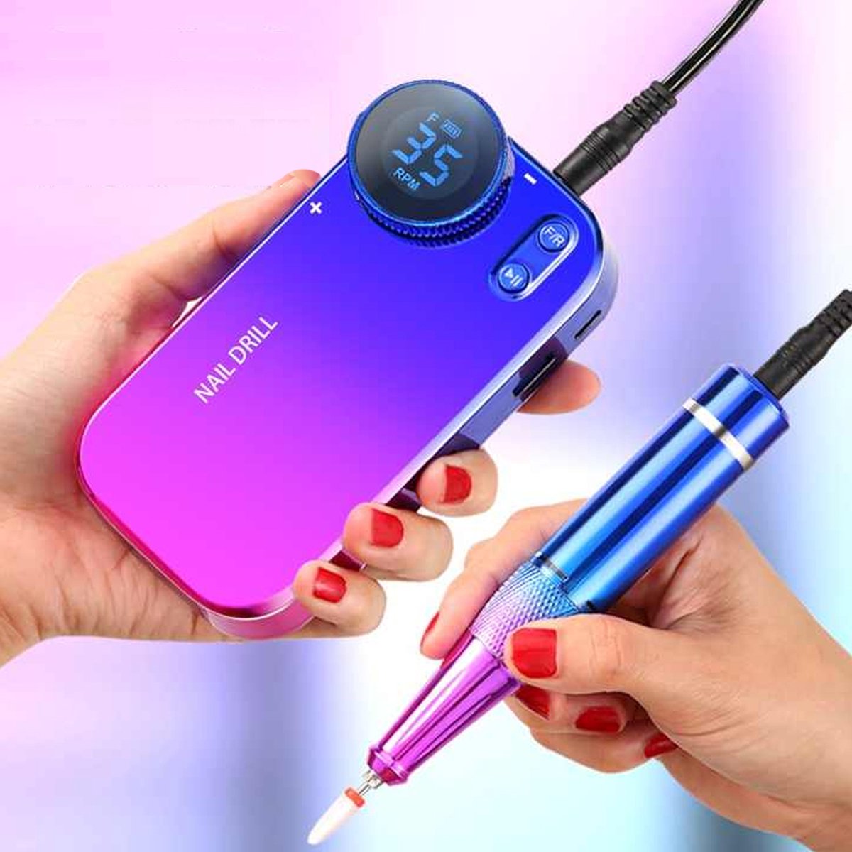 2-in-1 Draadloze Elektrische Nagelvijl & Powerbank – Professionele Manicure Pedicure Set - 35.000 RPM - USB-C & USB Oplader - Gradiëntkleur - Draagbaar & Oplaadbaar – foto 2