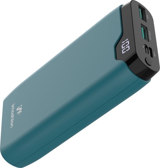 imoshion Powerbank 20000 mAh - Snellader 22.5W - LED indicator - USB A & USB C - Geschikt voor o.a. iPhone en Samsung - Universeel - Groen