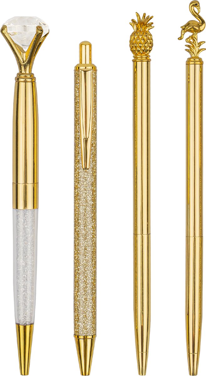 Balpen set – set van 4 luxe balpennen – goud