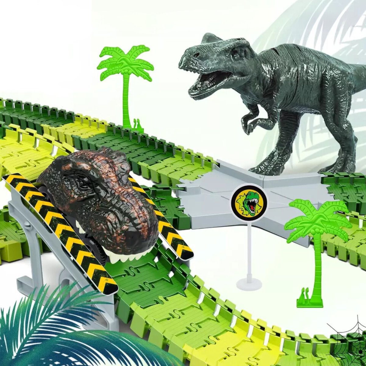 Montzys® Dinosaurus Racebaan - 252 Delige Autobaan - Dino Speelgoed Elektrisch - Flexibele Auto Racetrack - Sinterklaas & Kerst Cadeau Voor Kinderen — afbeelding 4