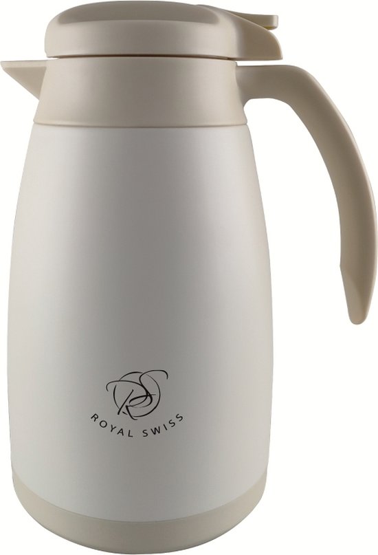 Royal Swiss - Thermos 1,5L - Verseuse isotherme - Acier inoxydable - Beige - Café - Water - Pour boissons chaudes et froides