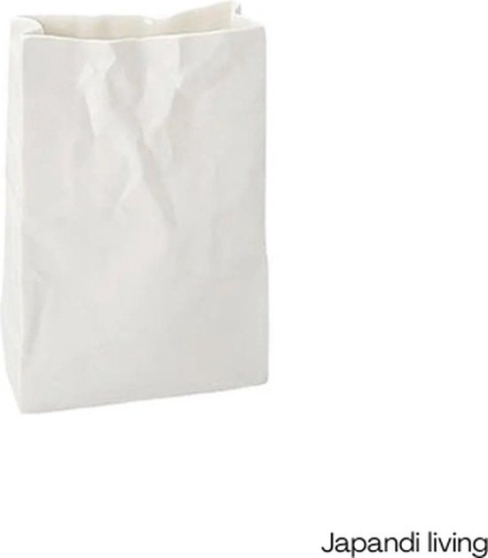 Crinkle Paper Bag Vase, Unique Grab Design Ceramic Vase