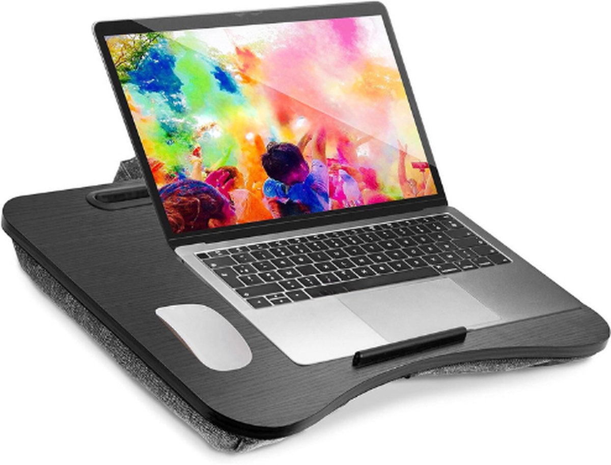 Goedkoopste DML432 Laptop Standaard met Schootkussen - Groot Platform met Draagbaar Ontwerp - Ergonomisch Schootbureau Voor Thuis of Kantoor - Gebruik je Laptop op Schoot - in Bed - het OV of in de Auto