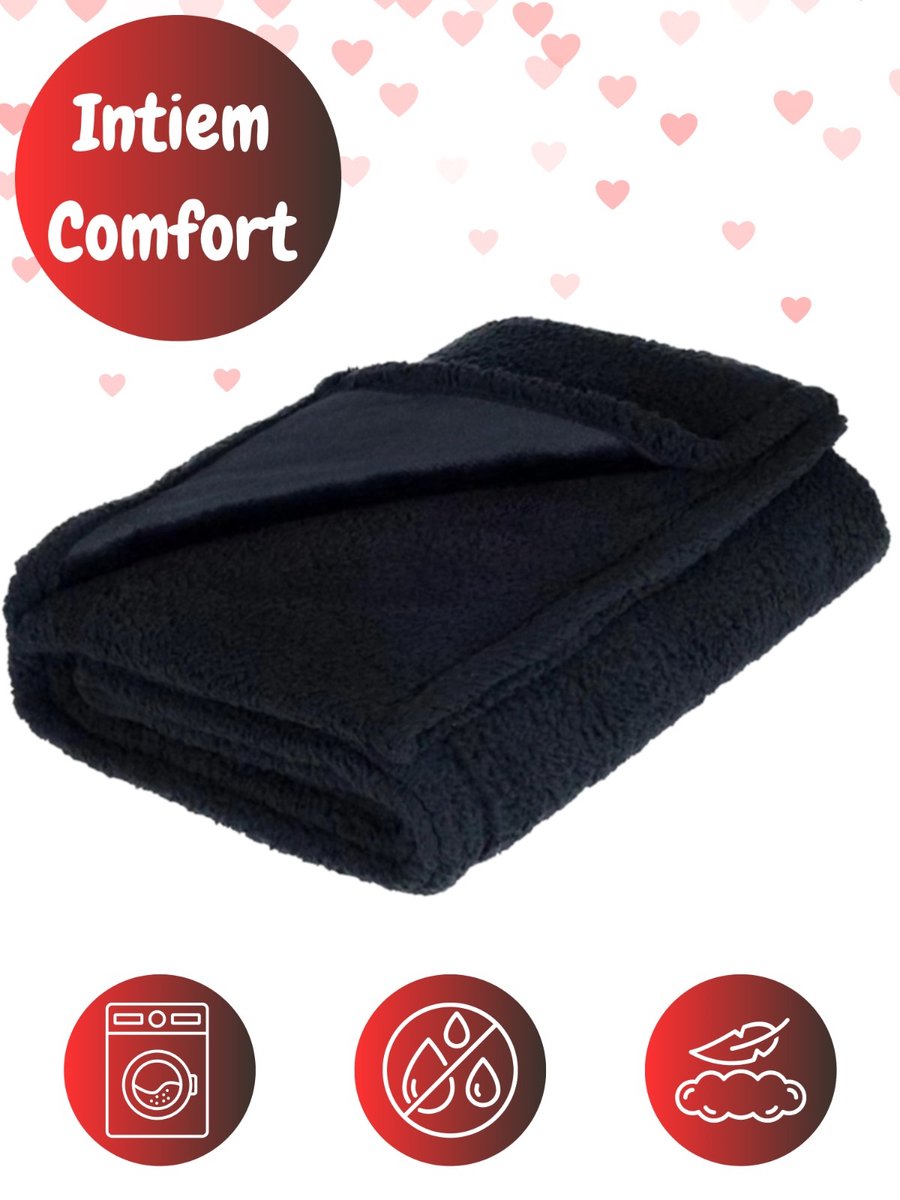 Deluxness® Love Blanket - 100% Waterdicht Deken - Seks Deken - Wasbaar - Date Night - Fleece Plaid - Seksspeeltjes Voor Koppel - Waterproof - Zwart - 100x150 CM