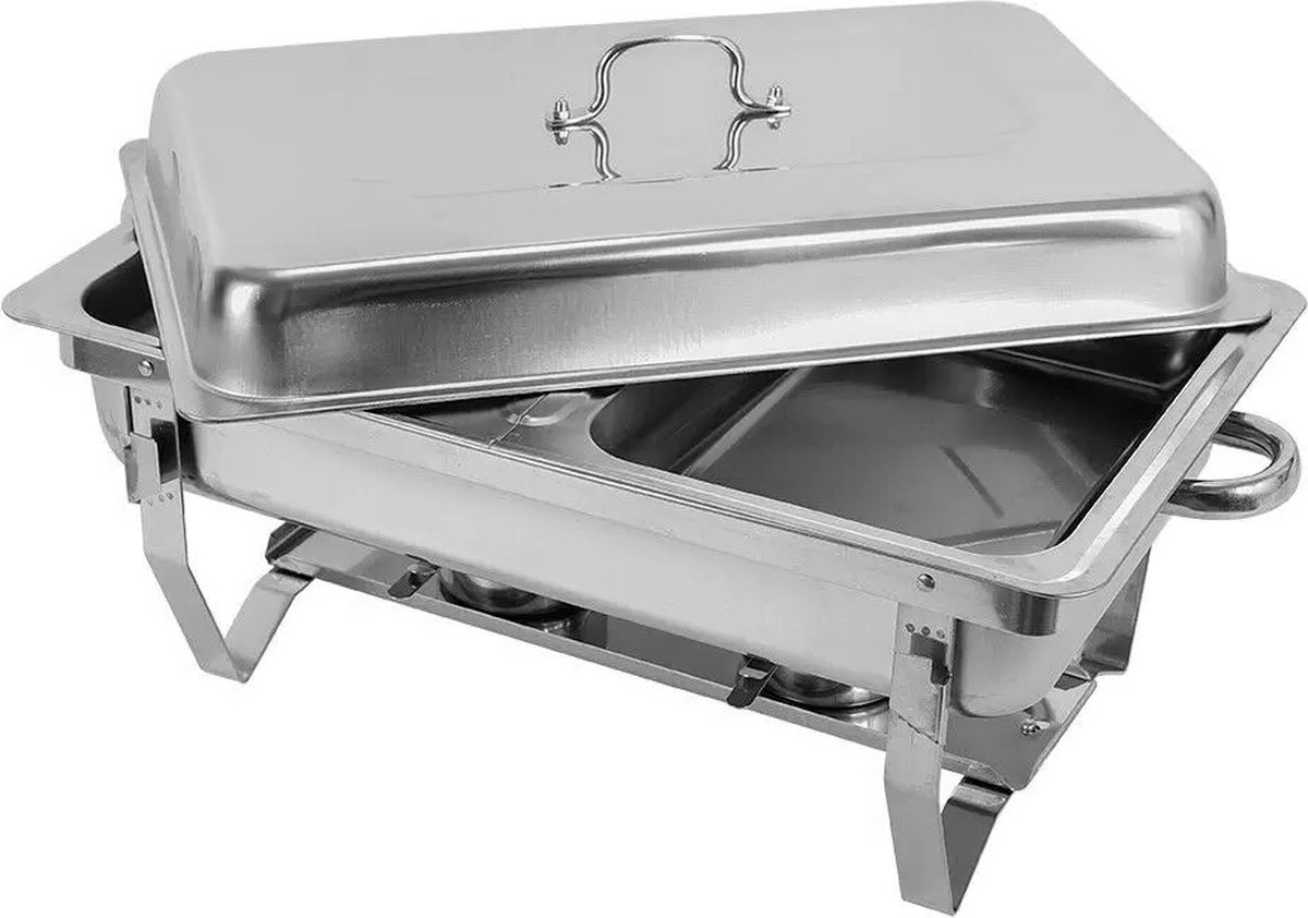 Ariqo Buffetkast - Buffetwarmer - Buffetkasten - Buffet - Buffetwarmer - 2 Pannen - 7.5 L - Roestvrijstaal - 55.7x34x38.3 cm