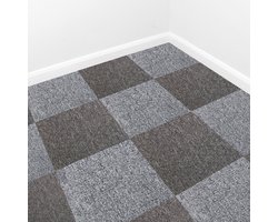 20 x Tapijttegels - Antraciet - Vloerbedekking - 50x50cm 5m2 - Stevig geweven tapijt - Makkelijk te plaatsen - Makkelijk te reinigen