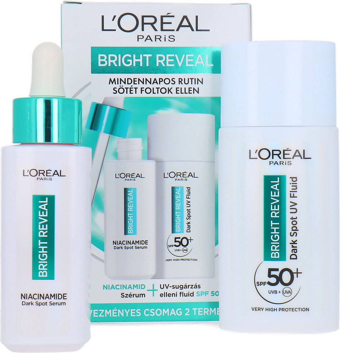 L'Oréal Bright Reveal Dark Spot Serum + UV Fluid SPF 50+ - 80 ml