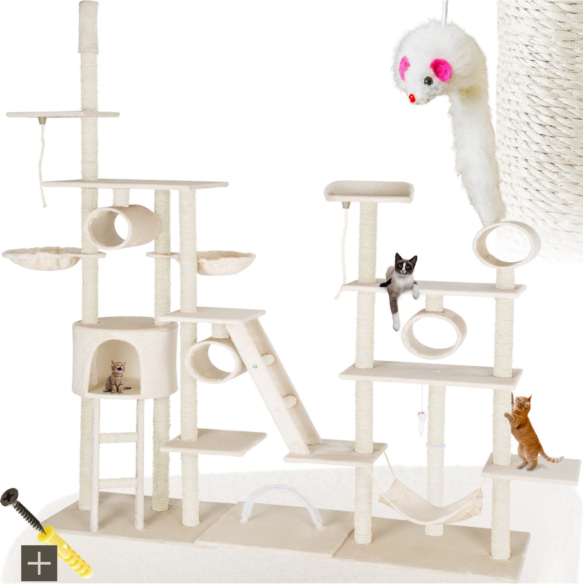 Tectake® - Krabpaal Snooky 261cm - Beige