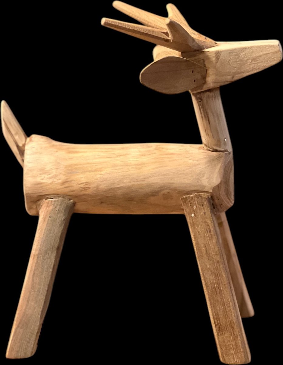 Houten Hertje - Uniek - handgemaakt - H: 26 cm