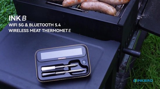INKBIRD INT-12-BW Luxe Gift Box Black Edition – Bluetooth & WiFi BBQ Thermometer – Digitale Vleesthermometer met App – Draadloze Keukenthermometer voor Barbecue, Grill, Oven en Sous-Vide