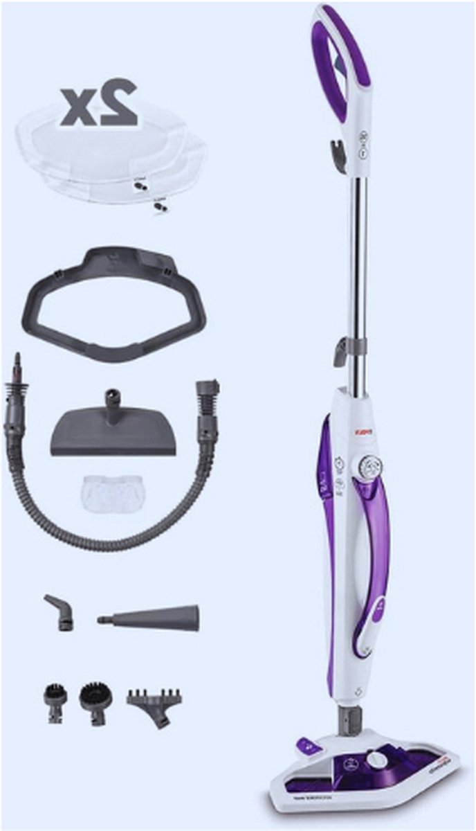 Vaporetto SV440_Double Stoomdweil met Handstoomreiniger en Vaporforce-Borstel - 15-in-1 Functie - Doodt tot 99,9% van Virusdeeltjes Ziektekiemen En Bacteriën - 1500W - 0,3L - Paars