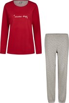 By Louise Dames Pyjama Set Lang Katoen Rood - Maat L