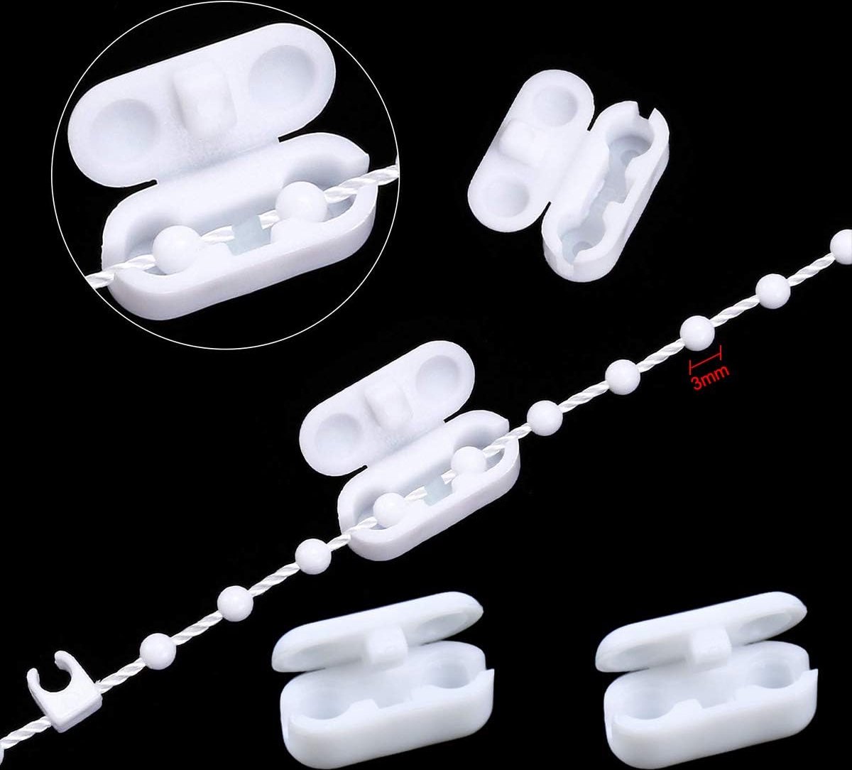 Vouwgordijn Ketting - 20M - met 5 paringsconnectoren - Rolgordijn ketting - Gordijn Onderdelen - wit - plastic - voor 89 mm lamellen - Voor reparatie rolgordijnen Shades – foto 4