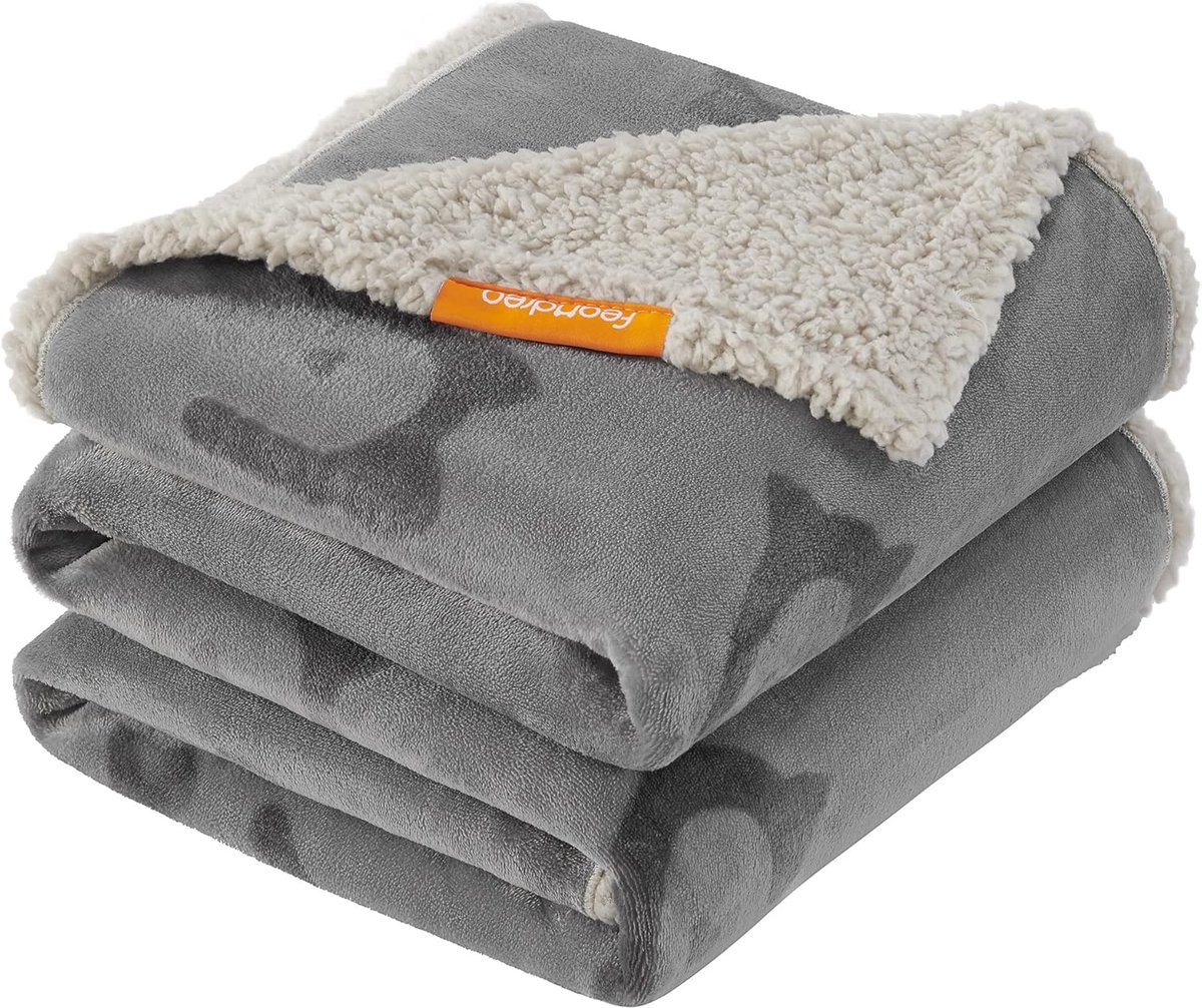 Homesy - Waterdichte Hondendeken Sherpa Fleece Hondenmat, Kattendeken, 152 x 127 cm, XL, Grijs