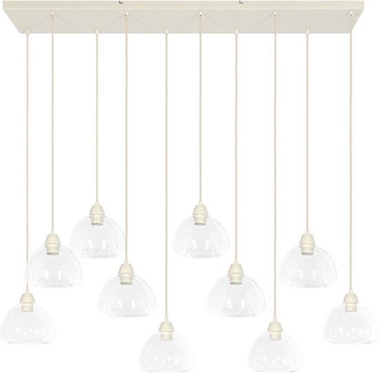 Light&living Lampe suspendue 10L 120x19x14 cm BISHO verre clair+crème