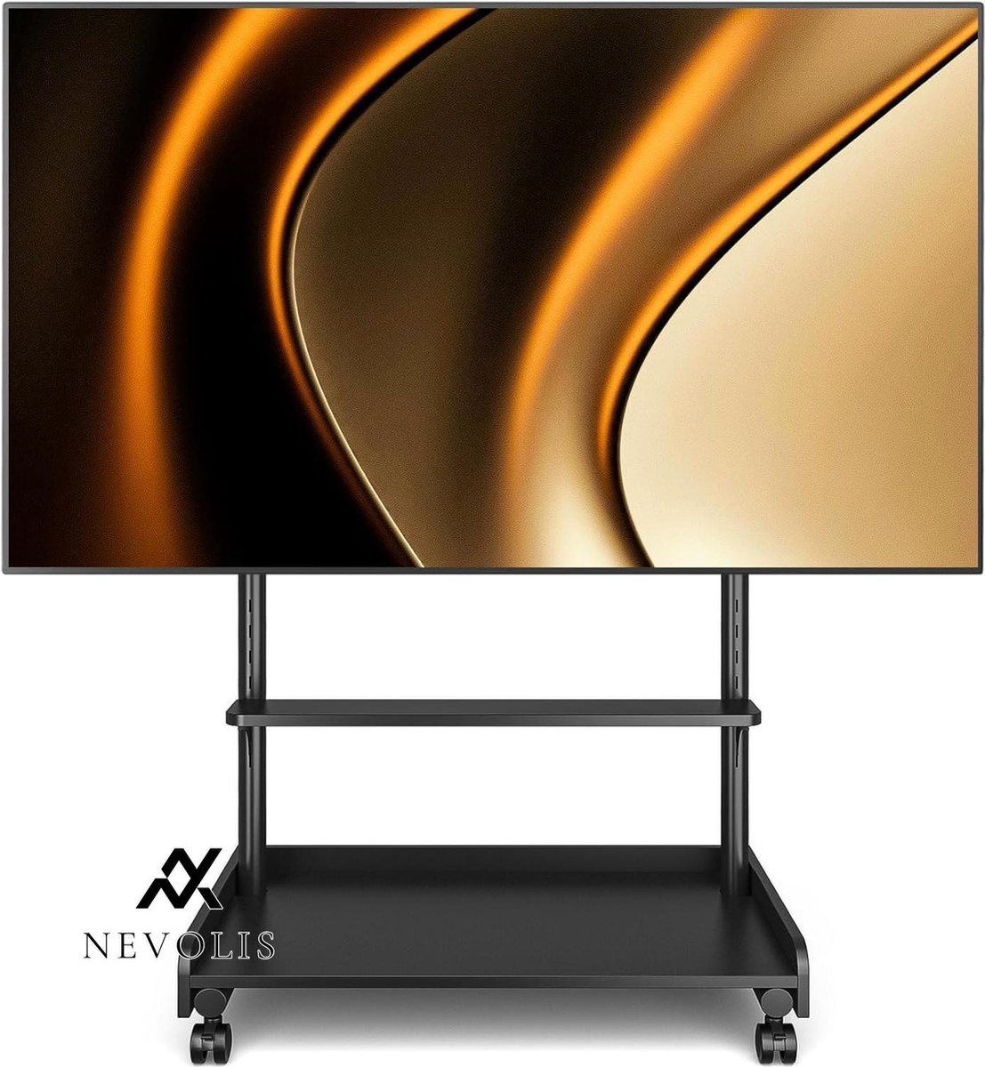 Nevolis TV stand roll-up for flat and curved TVs from 50 to 86 inches - height adjustable TV floor stand .