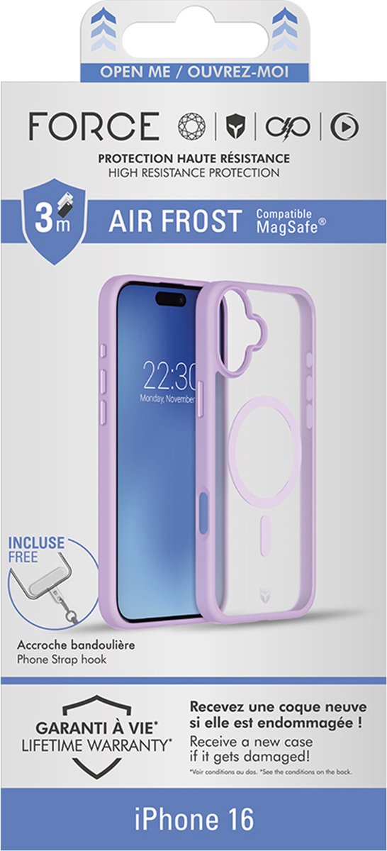 iPhone 16 hoesje roze ForceCase AIR FROST met Air Cushion, Tryax 3D bescherming, MagSafe, anti-slip - Afbeelding 4