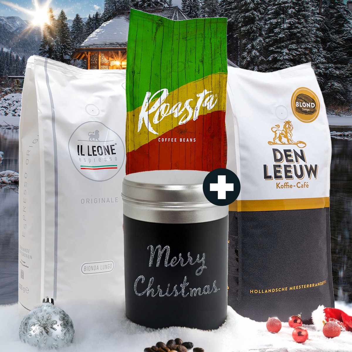 Goedkoopste 100 Arabica koffiebonen Proefpakket - Koffieproeverij - 3KG Koffiebonen - Inclusief Koffieblik - Cadeau - Kerstpakket - Kerstcadeau - Koffiegeschenk - Verse Koffie - Roasta Coffee - Den Leeuw Koffie - Il Leone Espresso