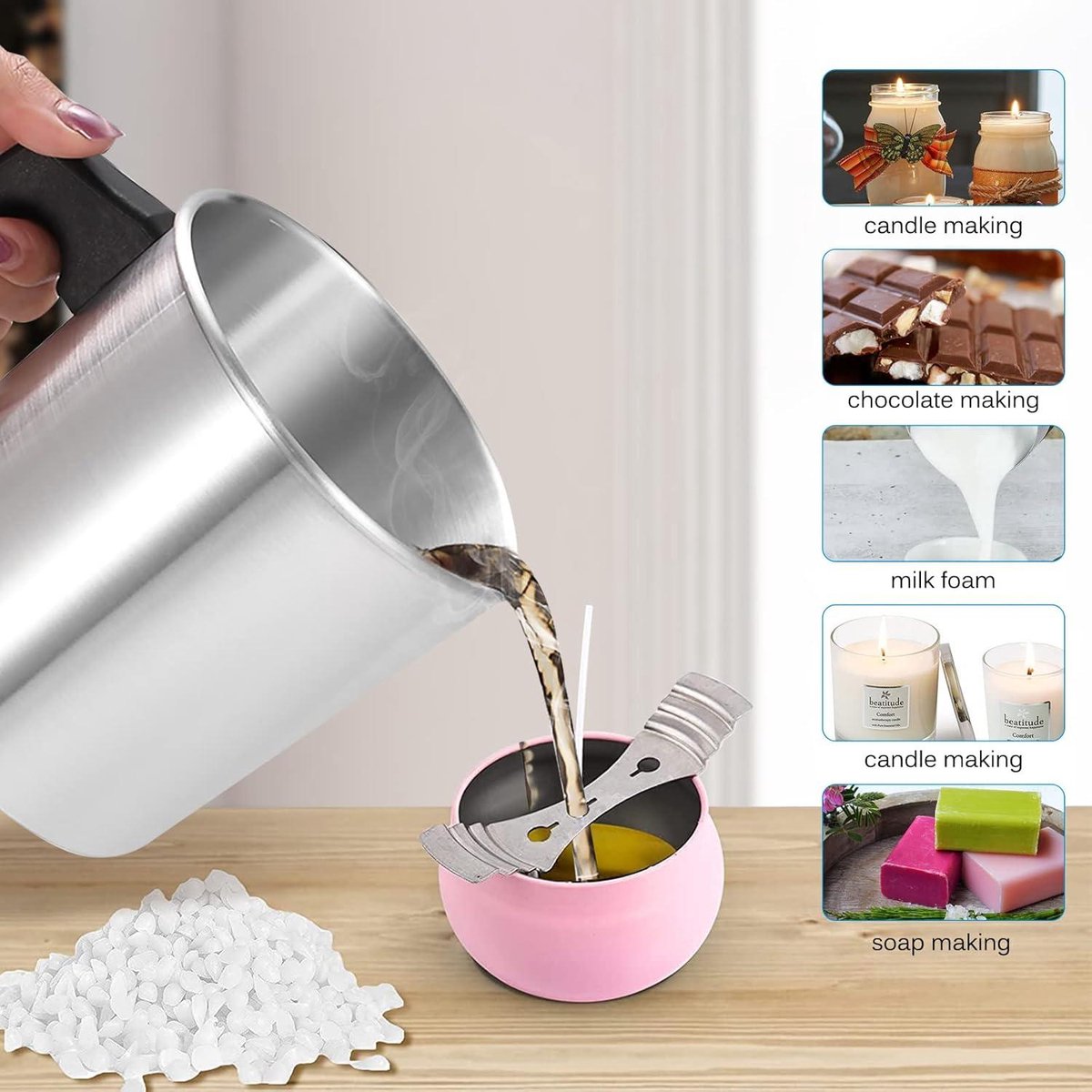 Nevolis Wax Melt Jar Candle Making Soap Making Jug Heat Resistant Handle .
