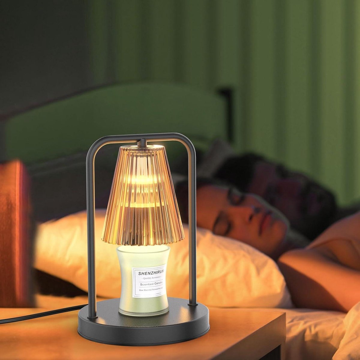 Nevolis Candle Warmer Lamp with Timer Dimmable 4-Levels Vintage Electric Candle Melter for Scented Wax Jar Candle Amber Glass Shade L8 . multicolor
