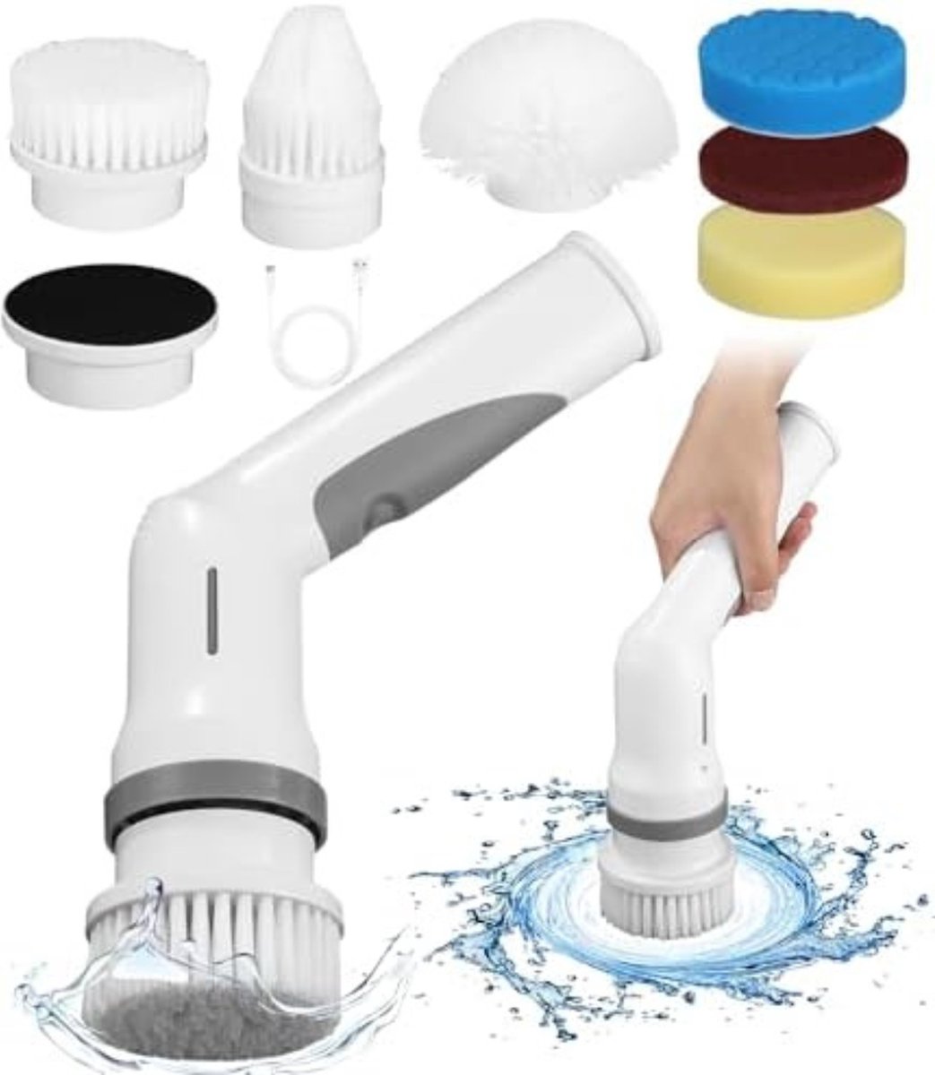 Goedkoopste Solacis - Elektrische schoonmaakborstel - Elektrische schrobborstel - Reinigingsborstel - Scrubber - Oplaadbaar - Diverse opzetstukken - IPX7 Waterproof