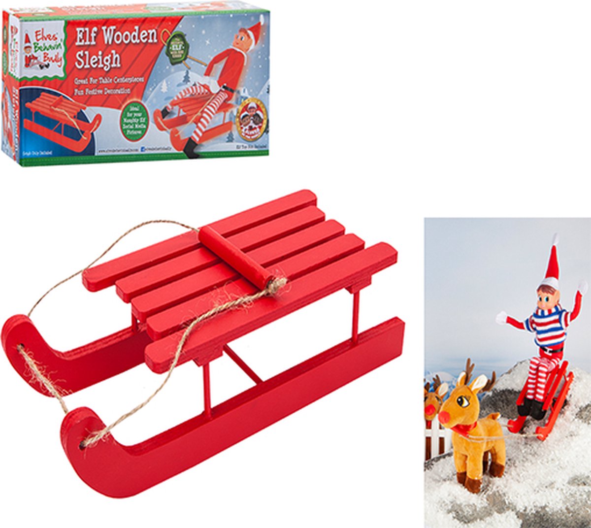 Naugthy elves - Elves behavin badly | Kerst - Elf - Stoute elf - pop | Kerstmis traditie | houten slee