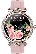 Tijdspeeltgeenrol – Dames Smartwatch Roze Diamant – Compatibel met Android & iOS – Stijlvolle Smartwatch voor Vrouwen