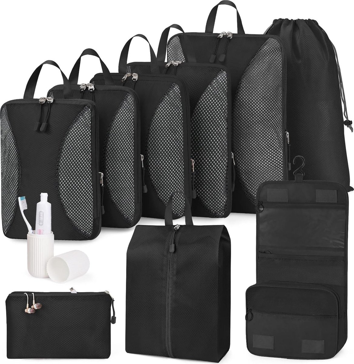 JGS ® 10-Delige Reisset Met Compressie voor Efficiënte Bagageorganisatie