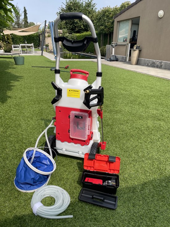 Elektrische spray drukspuit - Zuurbestendig - Schoonmaak - reiniging - softwash - autoreiniging - drukspuit elektrisch - elektrische sprayer - drukspuit met troley - drukspuit accu - drukspuit batterij - drukspuit zuurbestendig - Osmose - drukspuit — afbeelding 4