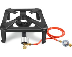 Wokbrander - Wokbrander Propaan - Wokbrander Propaan Voor Buiten - Gasbrander - Gasbrander Camping - Wokbrander Camping - Wokbrander Gas - Gasbrander Camping Kooktoestel - Gasfornuis - Camping Kooktoestel - Met Drukregelaar - 1.5M Gasslang