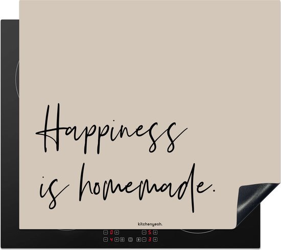 KitchenYeah® Protection plaque induction 60x50 cm - Beige - Citation - Le bonheur est fait maison - Protege plaque de cuisson - Couvre plaque induction - Protecteur d'induction - Cuisine