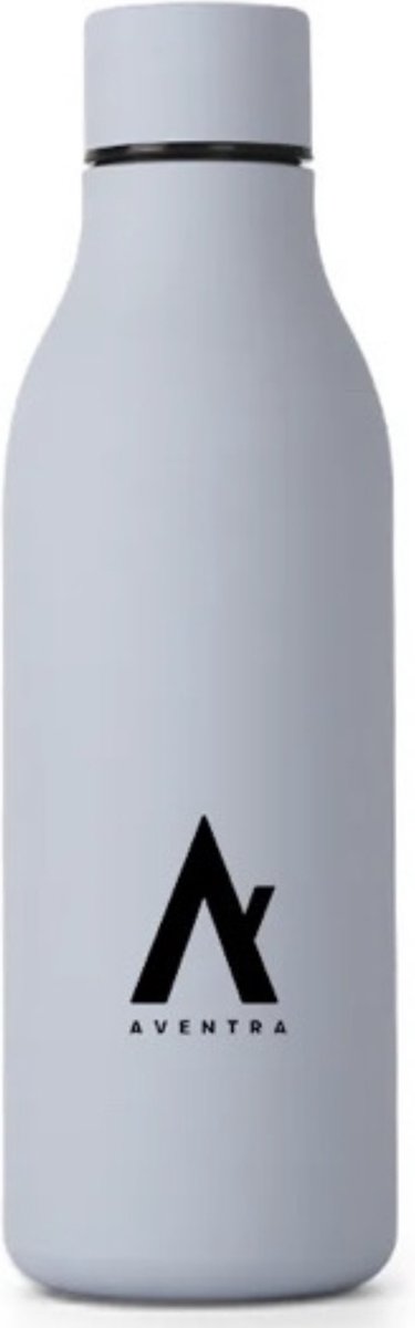 Aventra® Waterfles / Thermosfles | 550ml | Light Grey | Rubber Omhuizing & Roestvrijstaal | Lekvrij & Dubbele Muurisolatie | Straight Cup Design | Milieuvriendelijk & Duurzaam