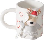 Tasse de Noël de Noël joyeux avec cuillère grise