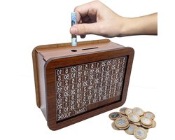 Houten spaarpot met spaardoel - Gelddoos met teller - Duurzaam & herbruikbaar