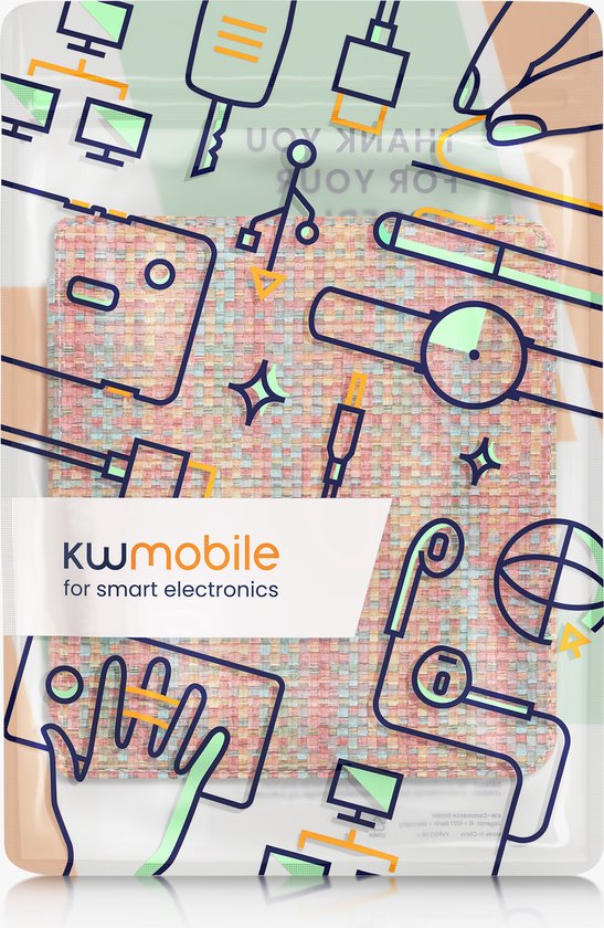 kwmobile ereader hoesje geschikt voor Kobo Libra Colour - Case met magnetische sluiting - Hoes voor e-reader in geel / rood / groen - Kleurrijk weefpatroon design van Merkloos — afbeelding 3