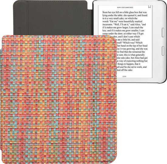 kwmobile ereader hoesje geschikt voor Kobo Libra Colour - Case met magnetische sluiting - Hoes voor e-reader in geel / rood / groen - Kleurrijk weefpatroon design van Merkloos — afbeelding 5