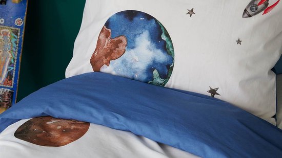 Snoozing Artuno Dekbedovertrek - Flanel - Eenpersoons - 140x200/220 cm + 1 sloop) - Wit/Blauw van Merkloos — afbeelding 3