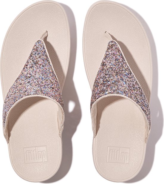 FitFlop Lulu Multi-Tonal Glitter Toe-Post Sandales Femmes - Nude Rose Mix