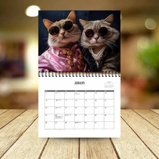 2026 grappige kattenkalender AFDRUKBARE maandkalender katten over de hele wereld cadeau voor kattenliefhebber kerstcadeau dierenhumor nieuwigheid downloaden - België