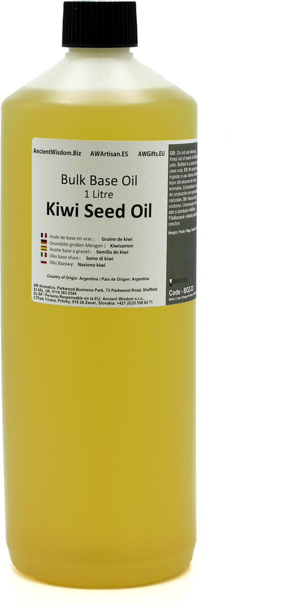 Basis Olie - Kiwi Zaadolie - 1 Liter - Aromatherapie - Basisolie - Draagolie - Basisolie Voor Etherische Oliën