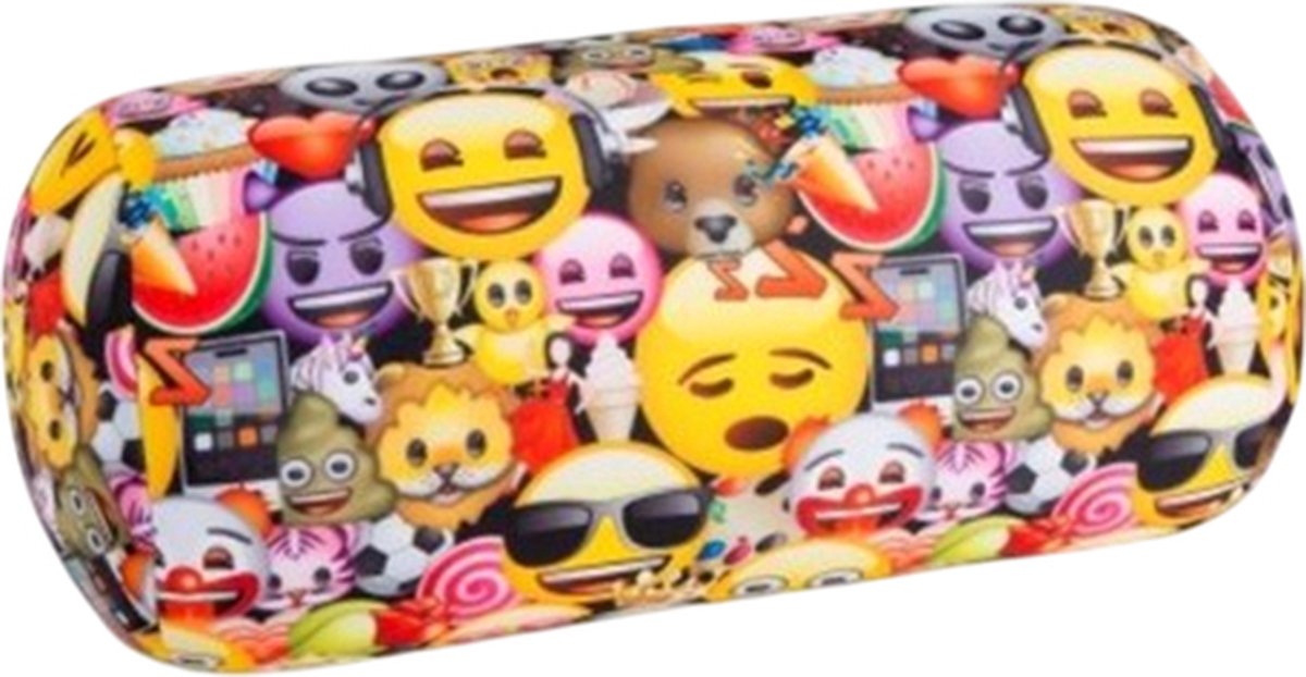 House of Healthbrands Kuschelmaxx Rolkussen - Sierkussen Rond Cilinder 17 x 33 cm - Emoji-design - Stevig en zacht - Mooie print - Gevuld met microgranulaat - Vormvast & Wasbaar - Ideaal voor op de bank, bed, auto of op reis - Inclusief Wasnet Geel