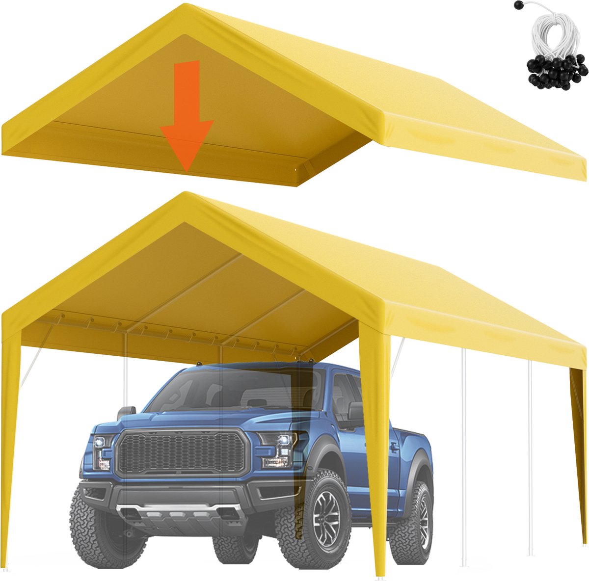 VEVOR Carport Garagetent 3x6m Garagedaktent Waterdicht Uv-Beschermd Eenvoudige Installatie